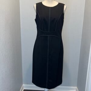 Carlisle Black Sleeveless Wool Blend Sheath Dress - Size 8